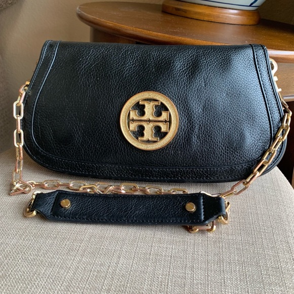 Tory Burch Handbags - Tory Burch Black Reva Croddbody Bag Gold Chains